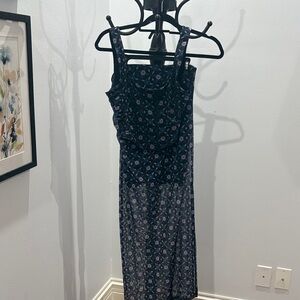 Free People Navy Floral Midi Dress